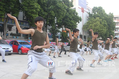 武术协会成员正在认真练习